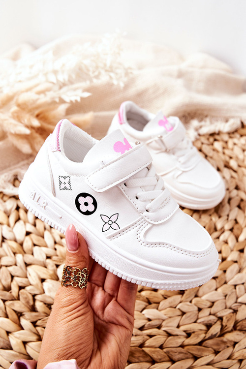 Dziecięce Sportowe Buty Na Rzepy Biało Różowe Aletris