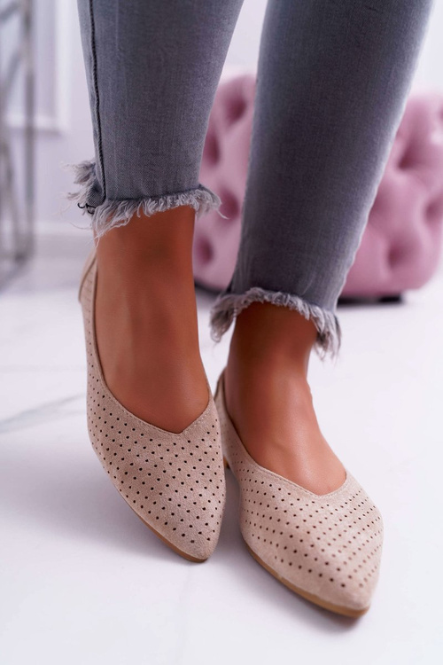 Baleriny Damskie Lu Boo Ażurowe Beżowe Dessert