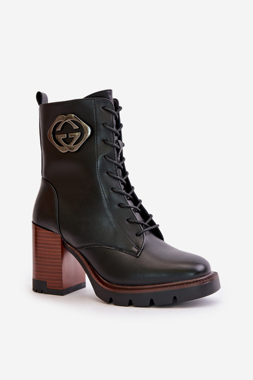 Ocieplane Botki Damskie Na Słupku Vinceza 58359 Czarne