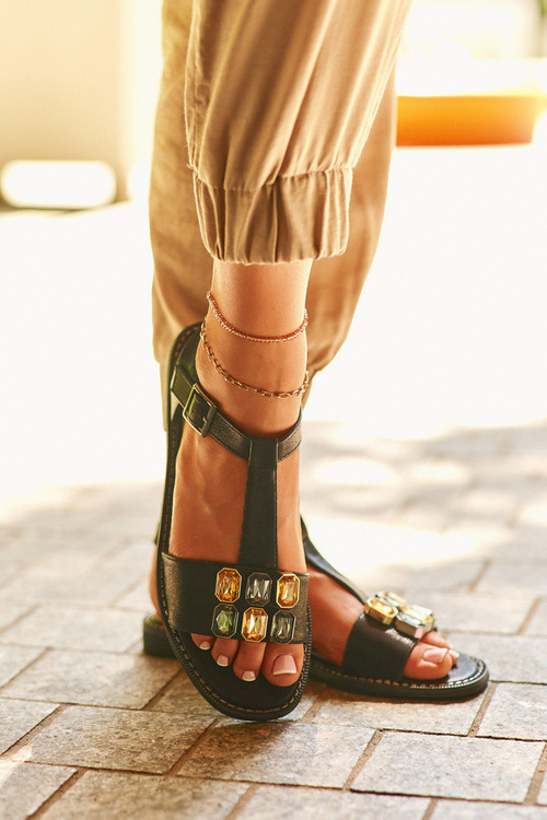 Eleganckie Sandały Damskie Z Ozdobnymi Detalami S.Barski KV27-030 Czarne