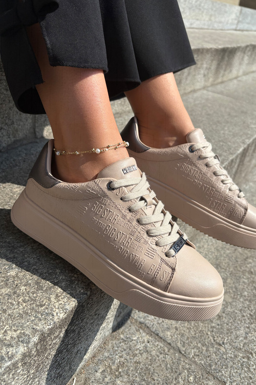 Sneakersy Damskie Z Eko Skóry Big Star RR274259 Beżowe