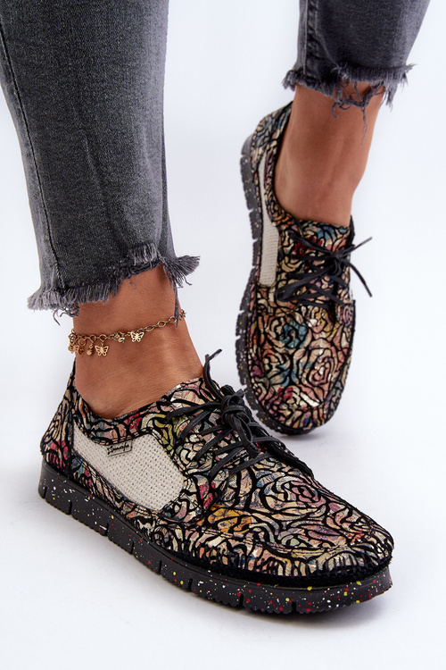 Wzorzyste Półbuty Damskie Maciejka 06347-01 Czarne