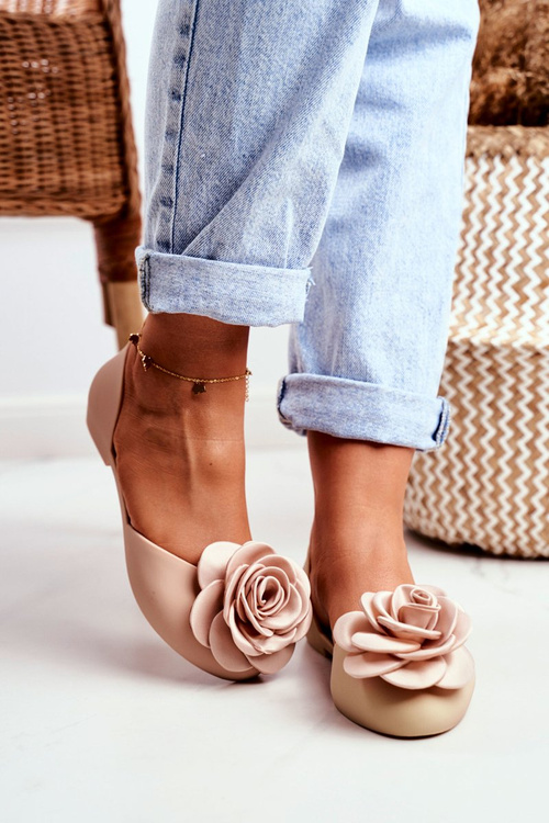 Gumowe Balerinki Meliski Kwiatki Beżowe Esther