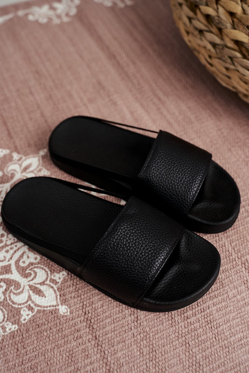 Dziecięce Klapki Dziewczęce Czarne Nopla