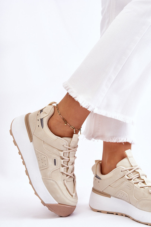 Damskie Buty Sportowe Na Platformie Jasnobeżowe Dakari