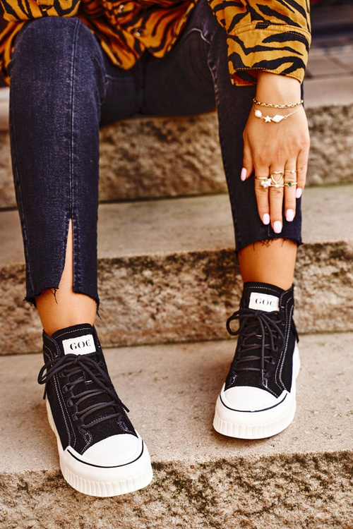 Damskie Sportowe Skórzane Obuwie GOE Czarne GG2N3062