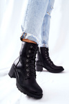 Botki Wiązane Na Słupku Ocieplane Czarne Nerynis