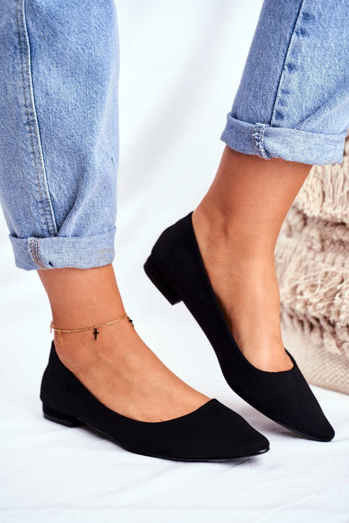 Baleriny Damskie W Szpic Zamszowe Czarne Westley