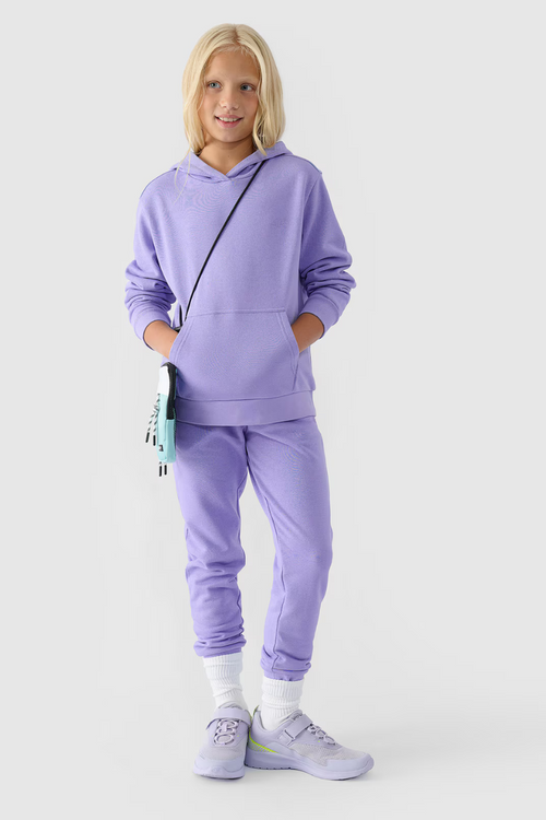 Dziewczęca Nierozpinana Bluza Z Kapturem Gładka Niebieska 4F 4FJWMM00TSWSF1316-32S