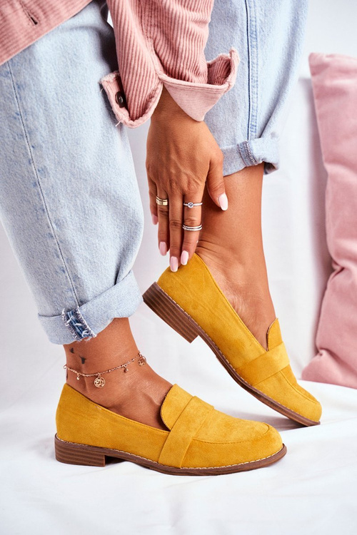 Damskie Półbuty Zamszowe Żółte Cintra