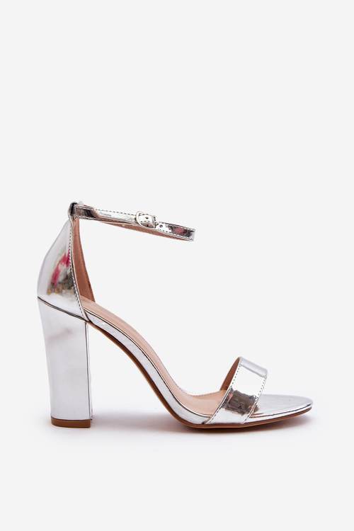 Sandały Na Słupku Srebrne Thakko