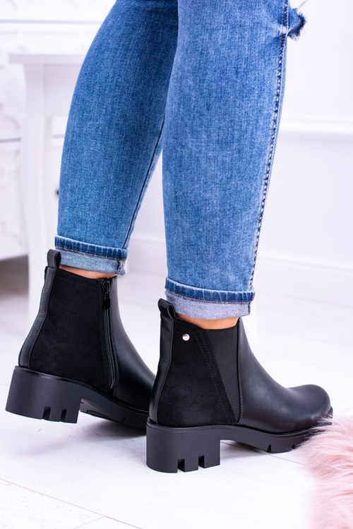 Czarne Płaskie Ocieplane Botki Murcio