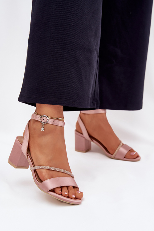 Sandały Damskie Na Słupku Z Cyrkoniami Vinceza 20268 Beżowe