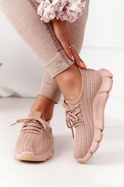 Damskie Sportowe Buty Sneakersy Beżowe Training