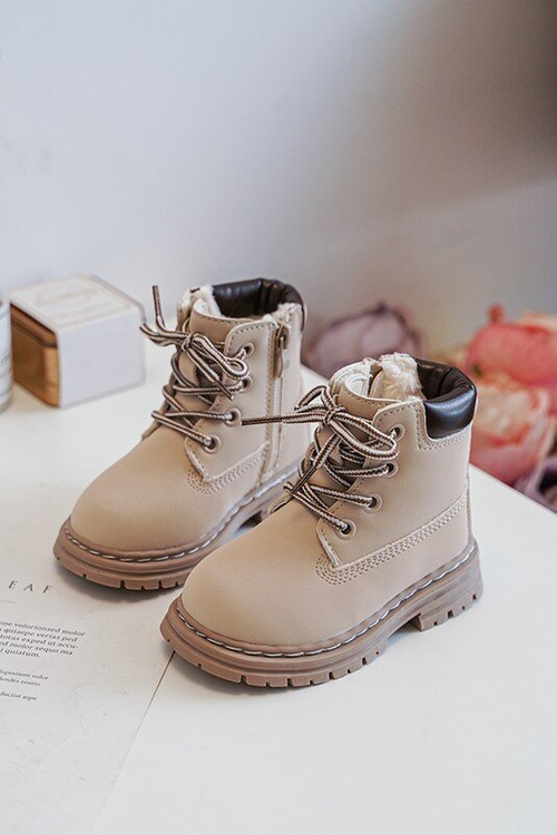 Dziecięce Botki Trapery Na Suwak Beżowe Bansi