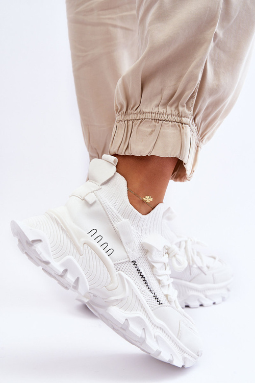 Damskie Sneakersy Skarpetkowe Wsuwane Białe Keaton