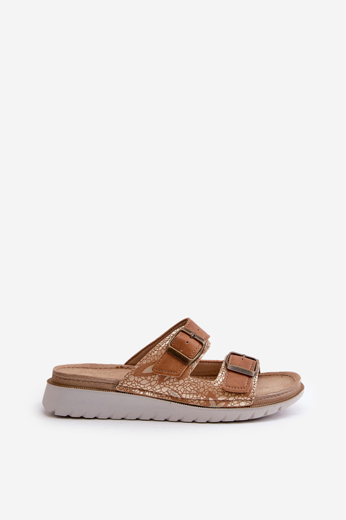 Damskie Wygodne Klapki Z Klamrami Inblu CN000033 Brązowe