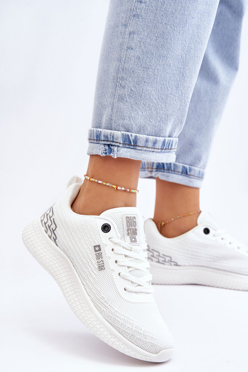 Damskie Siateczkowe Buty Sportowe Memory Foam System Big Star LL274664 Białe