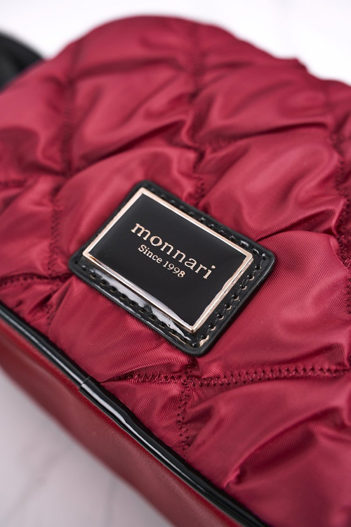 Damska Torebka Listonoszka MONNARI BAG4010-005 Pikowana Burgundowa
