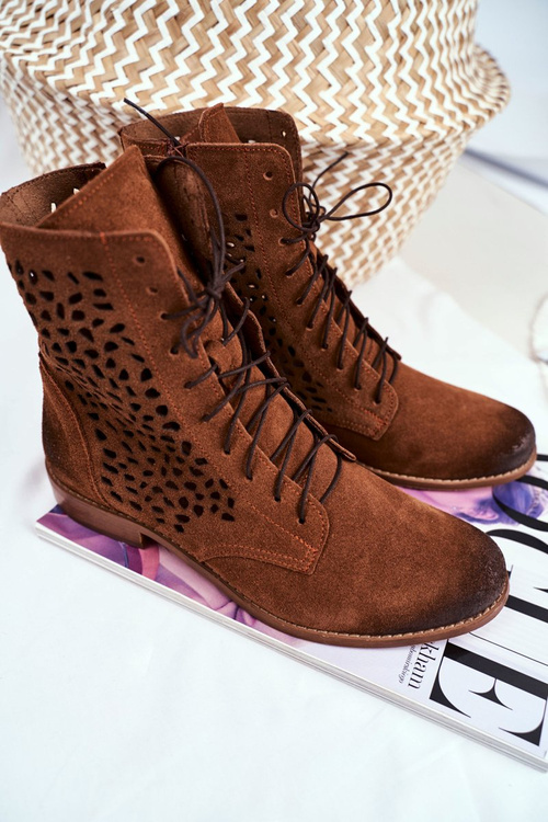 Botki Damskie Skórzane Camel Meridan