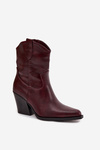 Botki Kowbojki Damskie Eko Skórzane Na Słupku Bordowe Morelia