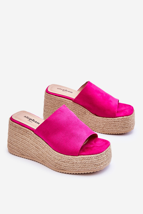 Damskie Klapki Na Koturnie I Platformie Fuksja Ysabel