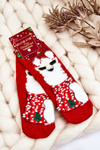Dziecięce Świąteczne Bawełniane Skarpety Termoaktywne Alpaka Czerwone