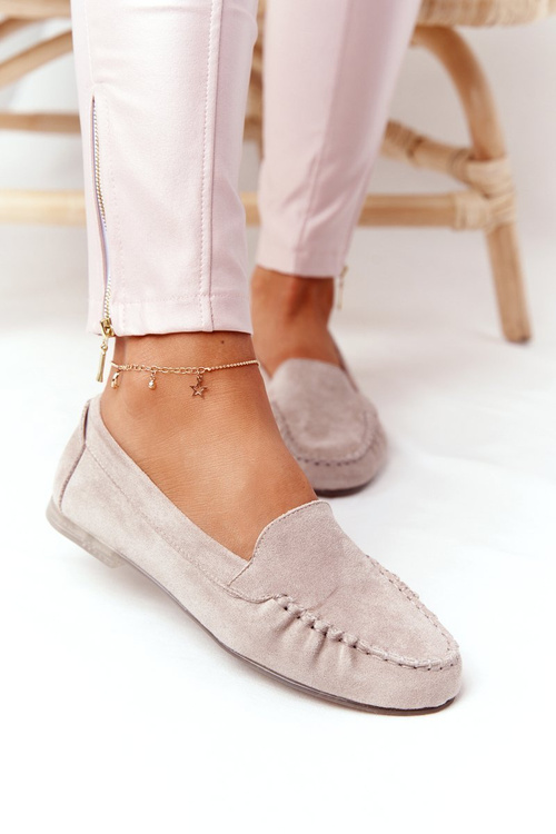 Zamszowe Mokasyny Sergio Leone MK722 Beżowe