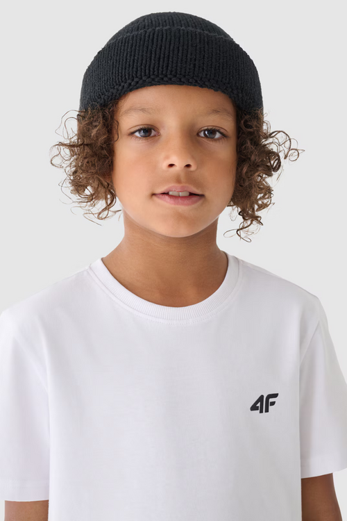 Chłopięcy T-shirt Gładki Bawełniany Biały 4F 4FJWMM00TTSHM1626-10S