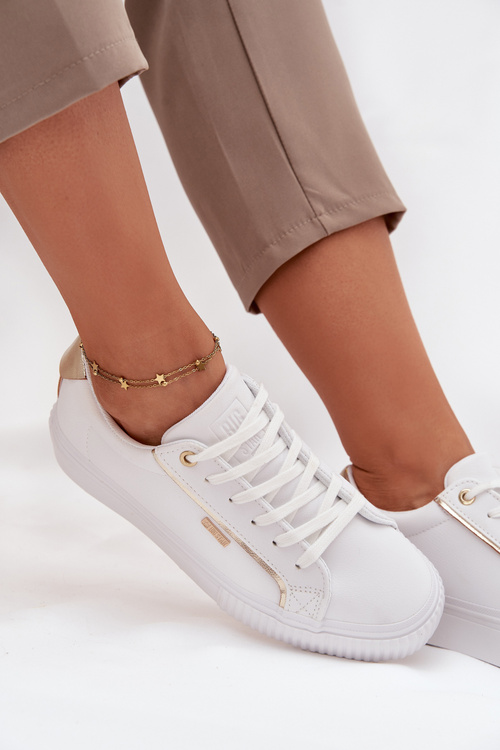 Damskie Sneakersy Z Eko Skóry Big Star SS274026 Biało-Złote