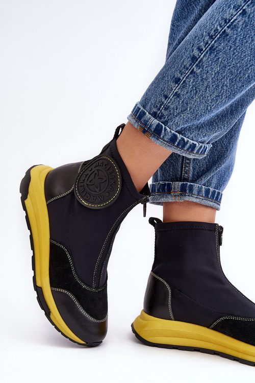 Damskie Skórzane Botki Z Suwakiem Maciejka 06297-01 Czarne