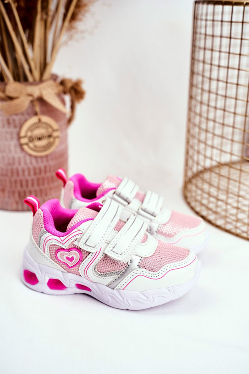 Sportowe Buty Dziecięce Świecące Na Rzepy Białe Scarlet
