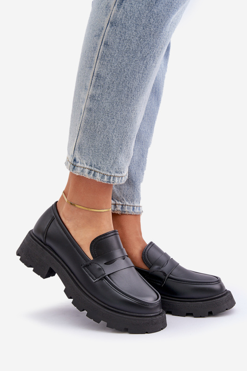 Mokasyny Damskie Z Eko Skóry Czarne Sendall