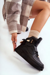Damskie Ocieplane Wysokie Buty Sportowe Czarne Lexa