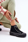 Wysokie Materiałowe Trampki Na Platformie Big Star LL274155 Czarne
