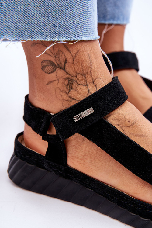 Zamszowe Sandały Na Rzep Big Star LL276011 Czarne