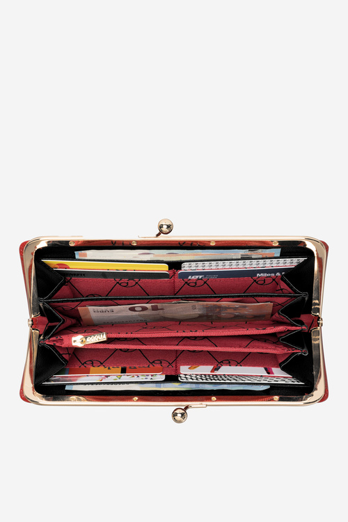 Lakierowany Duży Portfel Damski Nobo NPUR-LR0061-C005 Czerwony