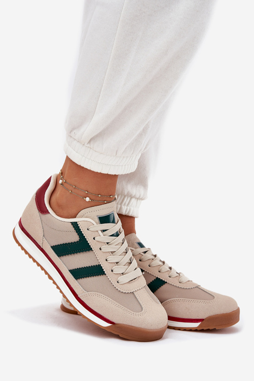 Niskie Sneakersy Damskie Ciemnobeżowe Rulaana