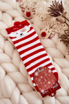 Młodzieżowe Skarpety W Paski Z Pieskiem Biało-Czerwone