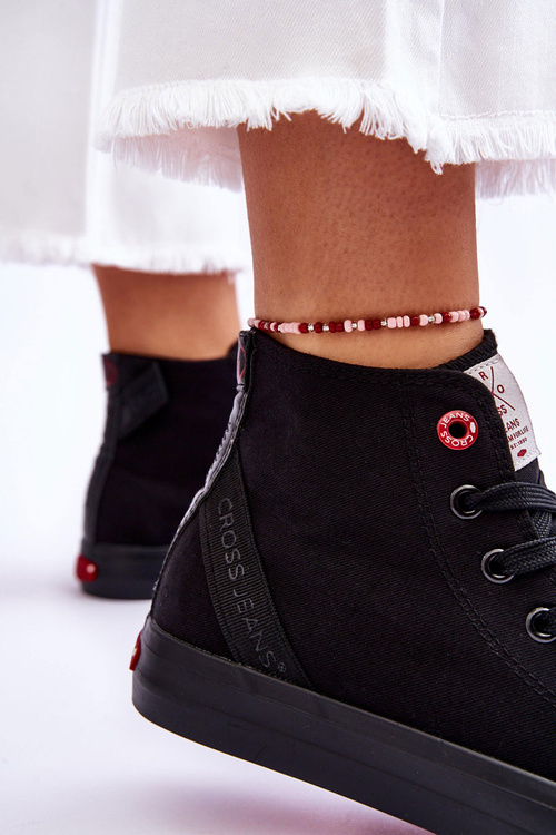 Damskie Klasyczne Wysokie Trampki Cross Jeans LL2R4088C Czarne