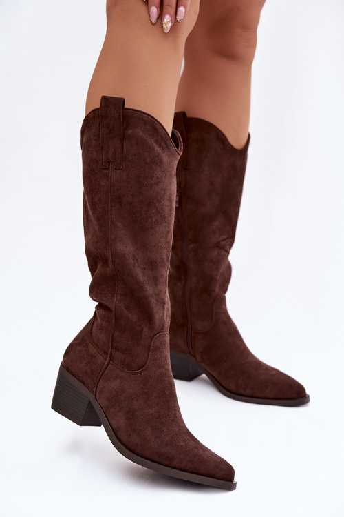 Kozaki Kowbojki Damskie Czekoladowe Jazelle