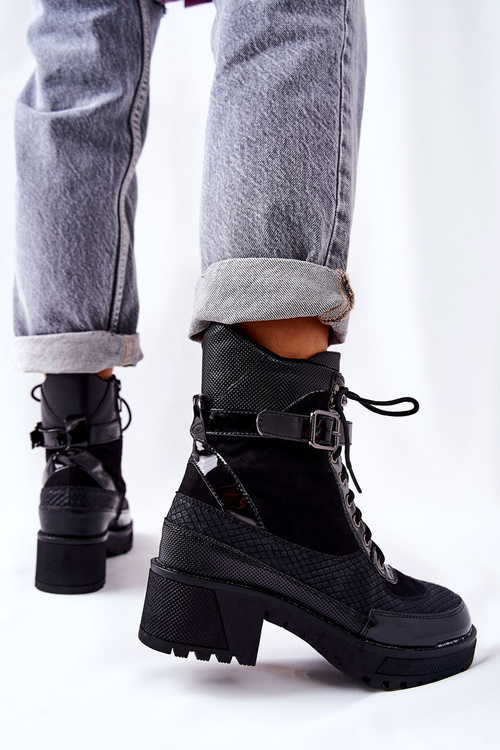 Botki Workery Z Klamrą Czarne Devera