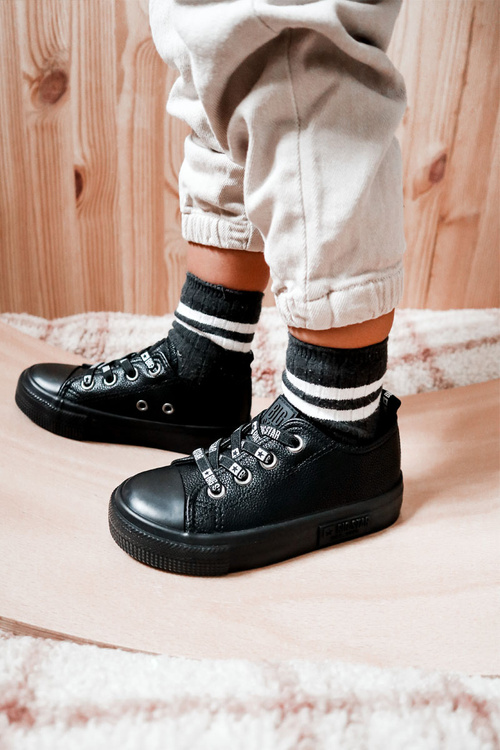 Dziecięce Skórzane Trampki BIG STAR KK374061 Czarne