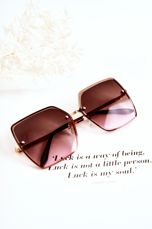 Duże Okulary Przeciwsłoneczne Kwadratowe V180005 Zielono-Różowe