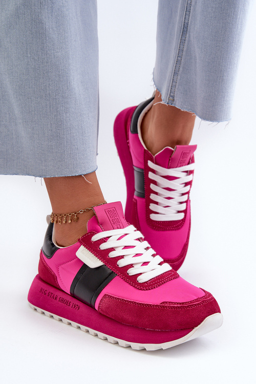 Sneakersy Damskie Na Platformie Big Star NN274500 Memory Foam System Fuksja