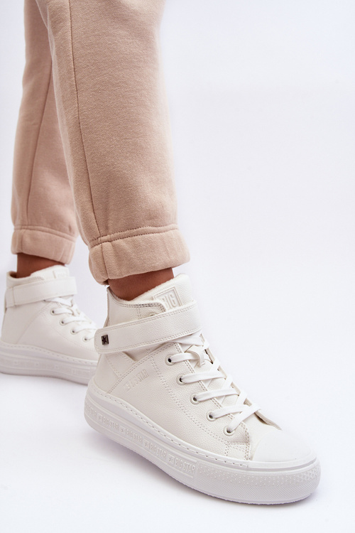 Trampki Damskie Ocieplane Na Platformie Big Star Białe MM274006