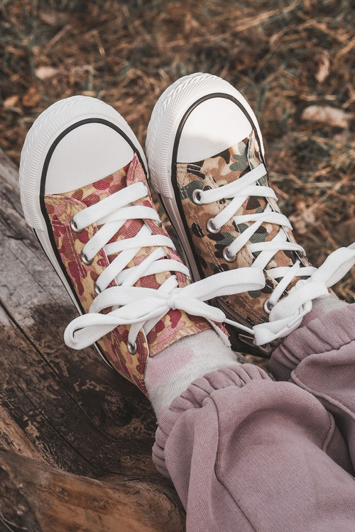 Dziecięce Wysokie Trampki Na Suwak Beżowo-Zielone Filemon