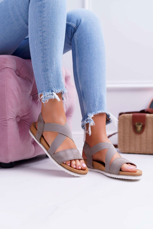 Sandały Damskie Z Gumkami Khaki Itako