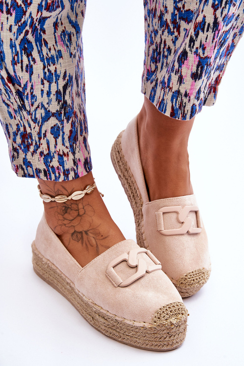 Damskie Klasyczne Espadryle Na Platformie Beżowe Maurine