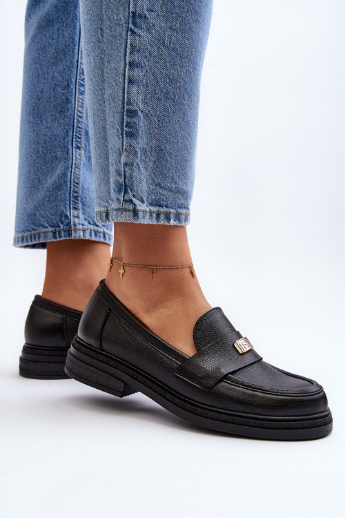 Zazoo 20165 Skórzane Mokasyny Damskie Czarne